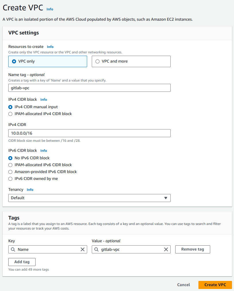 Create VPC