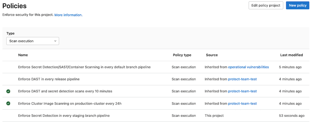 Policies List Page