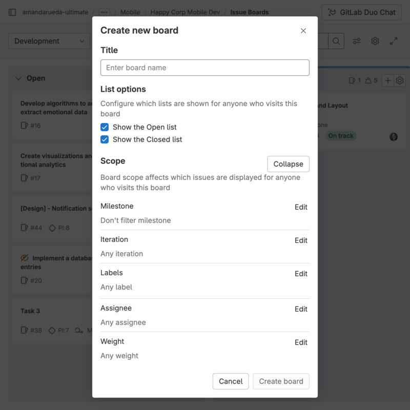 Create scoped board